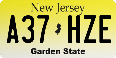 NJ license plate A37HZE