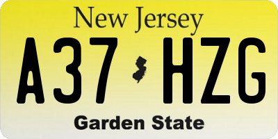 NJ license plate A37HZG