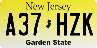 NJ license plate A37HZK