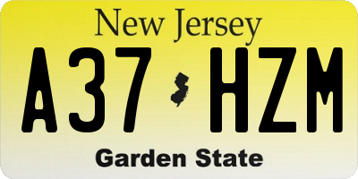 NJ license plate A37HZM
