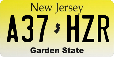 NJ license plate A37HZR