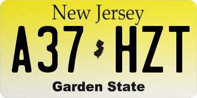 NJ license plate A37HZT