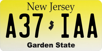 NJ license plate A37IAA