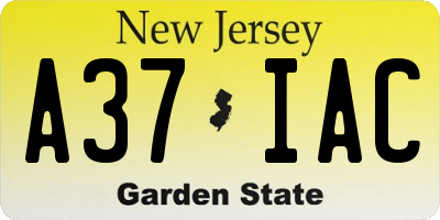 NJ license plate A37IAC