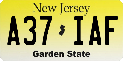 NJ license plate A37IAF