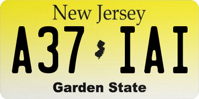 NJ license plate A37IAI