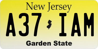NJ license plate A37IAM