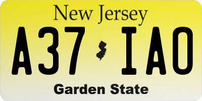 NJ license plate A37IAO