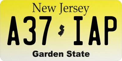 NJ license plate A37IAP