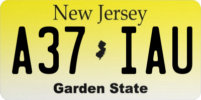 NJ license plate A37IAU