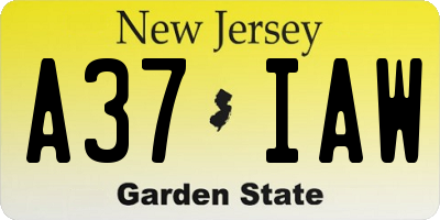 NJ license plate A37IAW