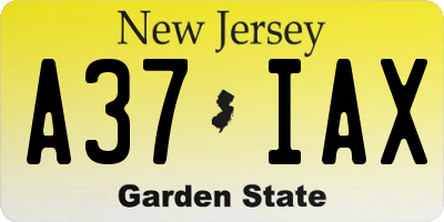 NJ license plate A37IAX