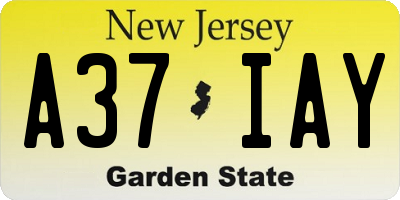 NJ license plate A37IAY