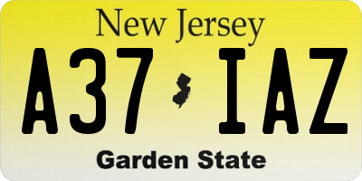 NJ license plate A37IAZ