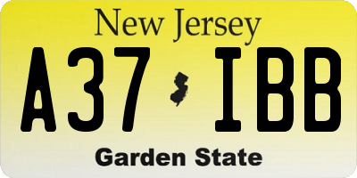 NJ license plate A37IBB