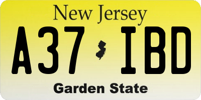 NJ license plate A37IBD