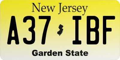 NJ license plate A37IBF