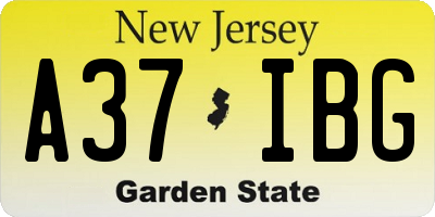 NJ license plate A37IBG