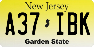 NJ license plate A37IBK