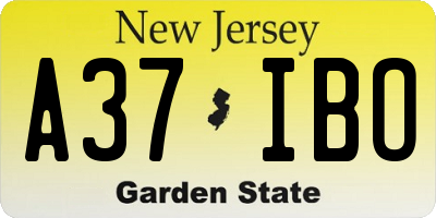 NJ license plate A37IBO