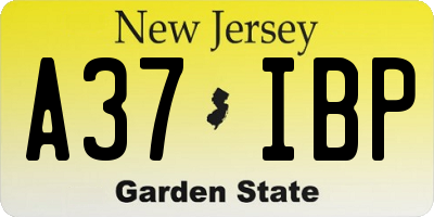 NJ license plate A37IBP