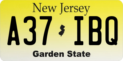 NJ license plate A37IBQ