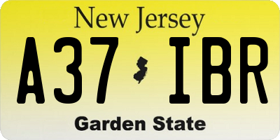 NJ license plate A37IBR