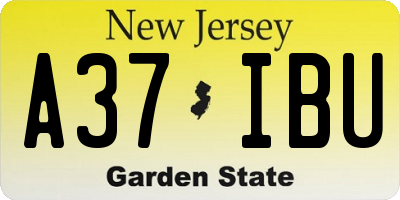 NJ license plate A37IBU