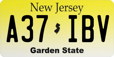 NJ license plate A37IBV