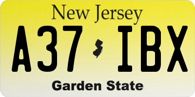 NJ license plate A37IBX