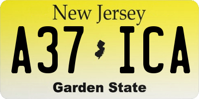 NJ license plate A37ICA