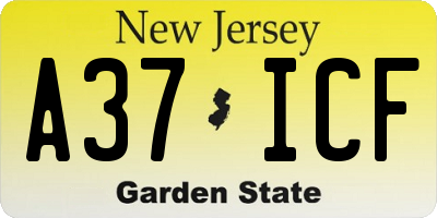 NJ license plate A37ICF
