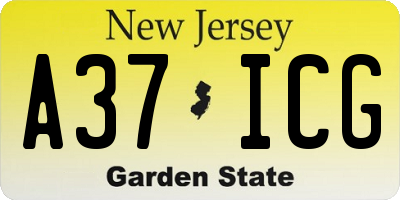 NJ license plate A37ICG
