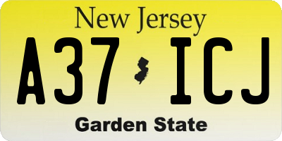 NJ license plate A37ICJ