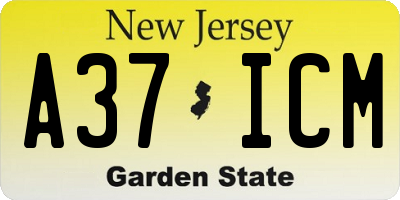NJ license plate A37ICM