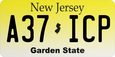 NJ license plate A37ICP
