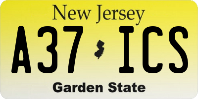 NJ license plate A37ICS
