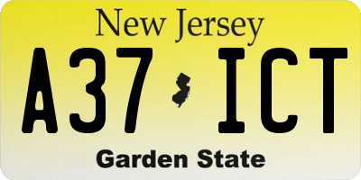 NJ license plate A37ICT
