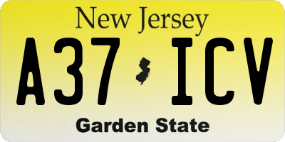 NJ license plate A37ICV