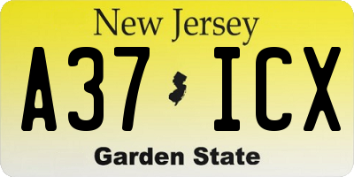 NJ license plate A37ICX