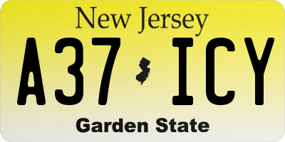 NJ license plate A37ICY