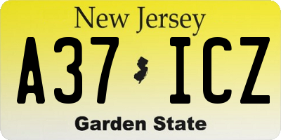 NJ license plate A37ICZ