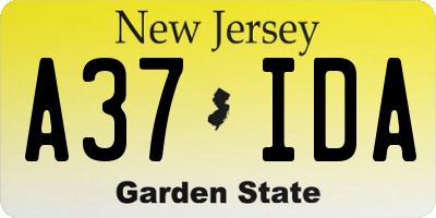 NJ license plate A37IDA