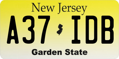 NJ license plate A37IDB