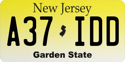 NJ license plate A37IDD
