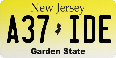 NJ license plate A37IDE