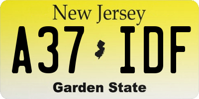 NJ license plate A37IDF