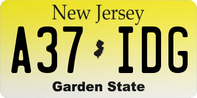 NJ license plate A37IDG
