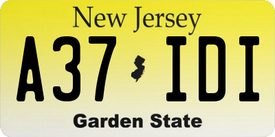NJ license plate A37IDI