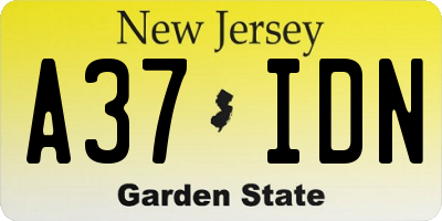 NJ license plate A37IDN